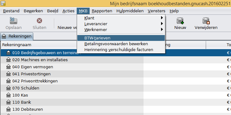 Btw-tarieven toevoegen