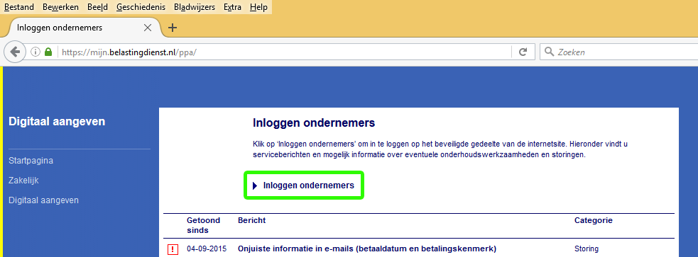 Inloggen ondernemers