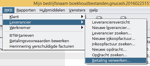 Leverancier betaling verwerken