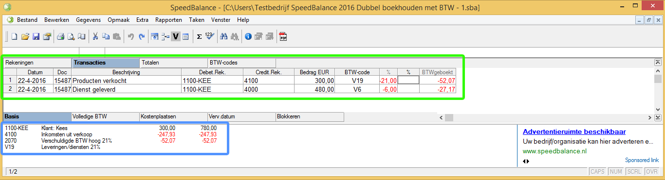 SpeedBalance verkoopfactuur invoeren